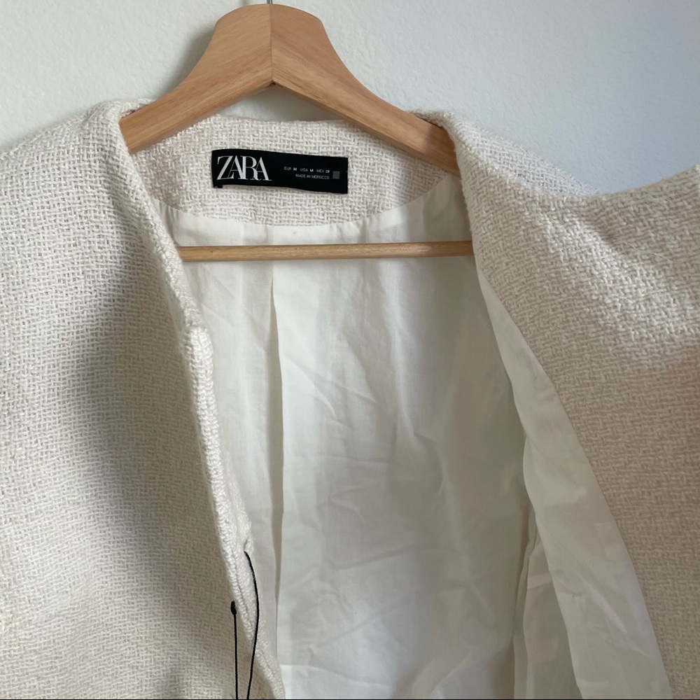 Zara Textured Jacket With Contrasting Piping - Picture 9 of 16